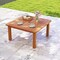 Natural Wood Patio Coffee Table with Umbrella Hole and Teak Oil Finish